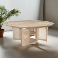 Évora Wood & Rattan Round Dining Table with Storage